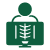 a green icon of a person with a skeleton